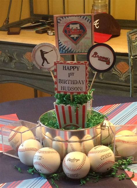 baseball party centerpiece coordinating decor available by swankk
