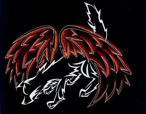 Demonic Winged Wolf Design By Foxpuff On Deviantart