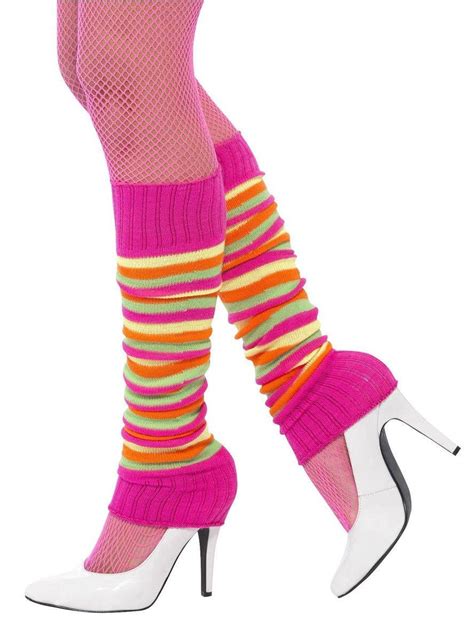 80s Pink Striped Leg Warmers Leg Warmers 1980s Costume Accessory