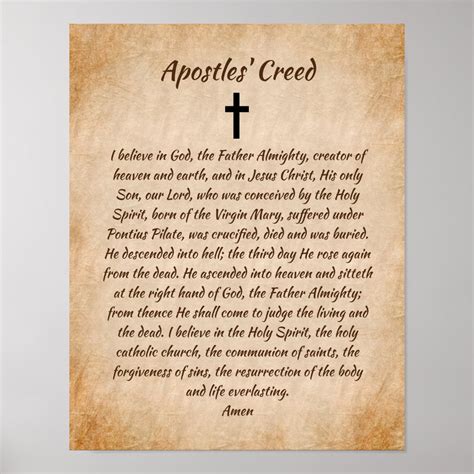 Apostles Creed Catholic Prayer Christian Poster Zazzle