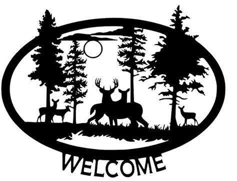 Deer Scene Welcome Sign Svg Dxf File Only Plasma Cut Ready Etsy Canada