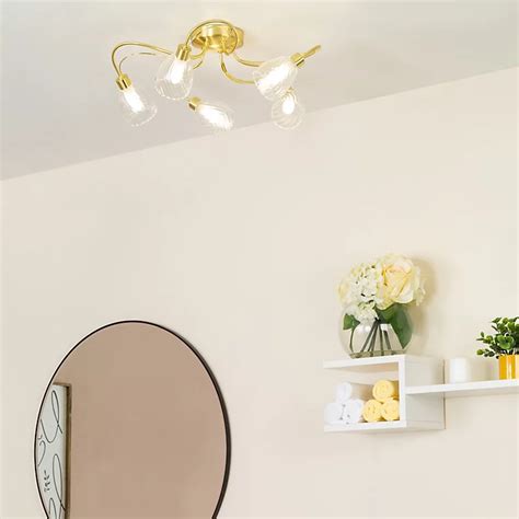 Litecraft Cora Satin Brass 5 Arm Tangle Bathroom Flush Ceiling Light