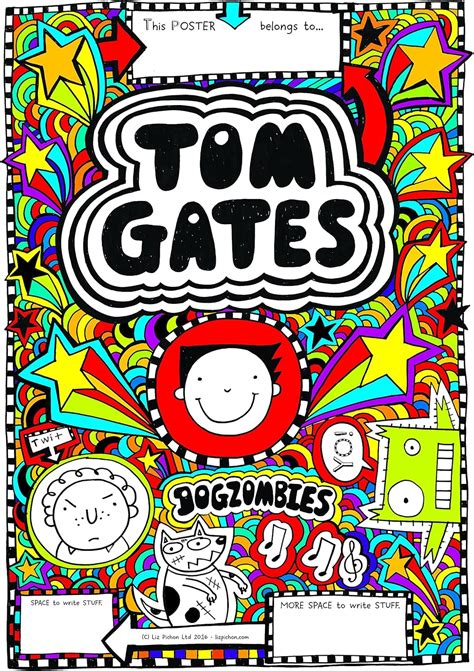 Tom Gates Official Signed Colour Poster Separate Bandw Copy For