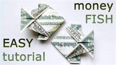 Very Easy Money Fish Origami 1 Dollar Tutorial Diy Folded No Glue And