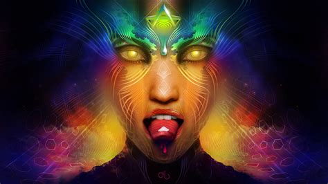 wallpaper colorful illustration women neon anime abstract space lsd tongues