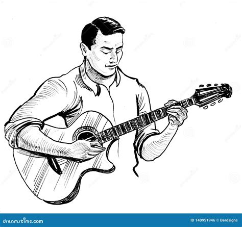 Kapitel Erzählen Lange Mann Spielt Gitarre Standard Aufbieten Ausrufen Zurufen Überleben