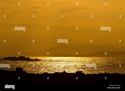 Scenery Of Seacoast In Twilight Stock Photo Alamy