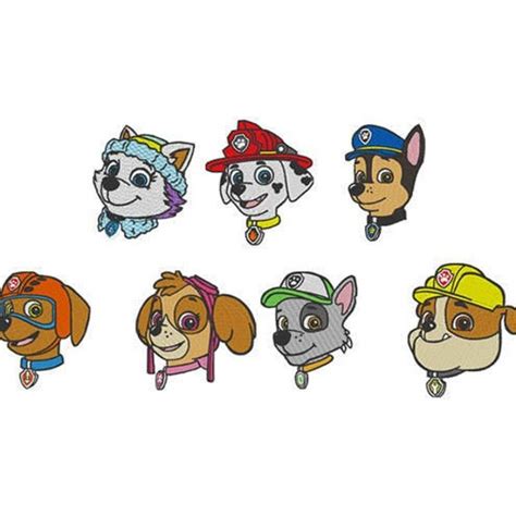 Paw Patrol Faces Machine Embroidery File Design 4 X 4 Inch