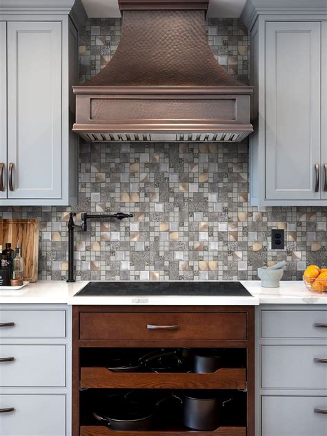 Gray Cabinet Copper Hood Backsplash Tile Ba62010 Kitchen Backsplash