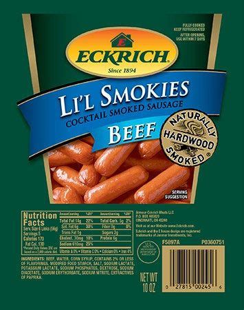 Lil Smokies Beef Cocktail Smoked Sausage Eckrich