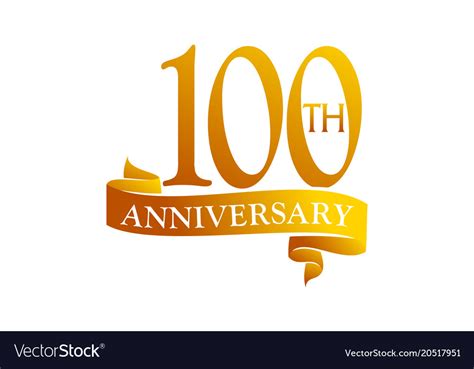 100 Years Anniversary Golden Label With Ribbon Vector Illustration