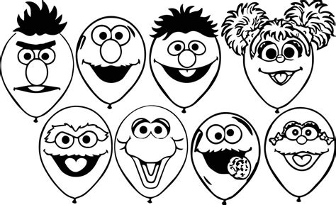 All Sesame Street Balloons Coloring Page Wecoloringpage 79860 The