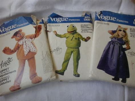 Muppet Costume Vogue Sewing Patterns Kermit Miss Piggy Fozzie Etsy