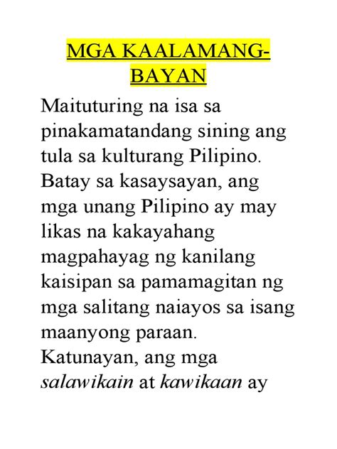 Mga Kaalamang Bayan Pdf