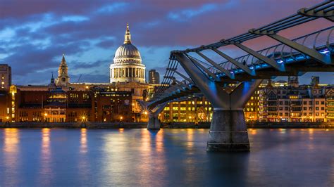 Millennium Bridge And St Pauls Cathedral In London