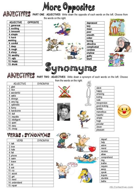 Synonyms And Antonyms English Esl Worksheets Antonyms Worksheet Hot Sex Picture