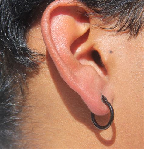 Black Hoop Earring Men Black Hoop Earring Women Black Etsy