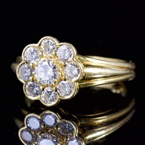 Antique Victorian Diamond Cluster Ring 18 Carat Engagement Ring Circa