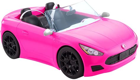 Barbie Toy Car Bright Pink Seater Convertible With Seatbelts And Rolling Wheels Realistic