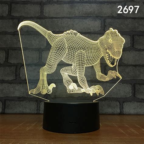 Dinosaurs 3d Led Night Lamp Acrylic Laser Stereo Illusion 716 Colors
