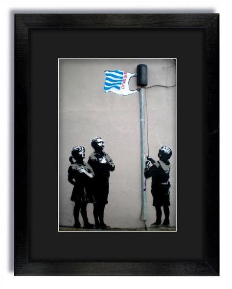 Banksy Tesco Flag Children Mounted And Framed Print Etsy Framed