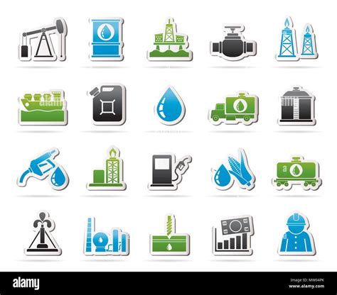 Oil Industry Gas Production Transportation And Storage Icons Vector