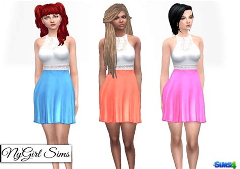 Peek A Boo Lace Flare Dress At Nygirl Sims Sims 4 Updates
