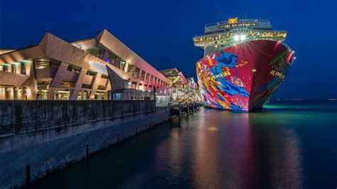 Front View Of A Colorful Cruise Ship Hd Cruise Ship