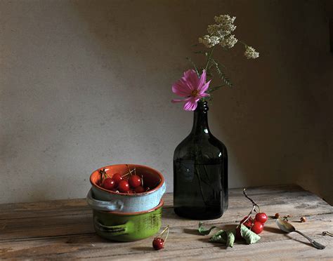 Still Life With Sour Cherry By Victoria Dumesh Photography Digital Art Limited