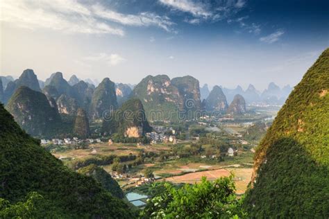 Chinese Mountain Landscape In Guilin Yangshuo Stock Photo Image Of