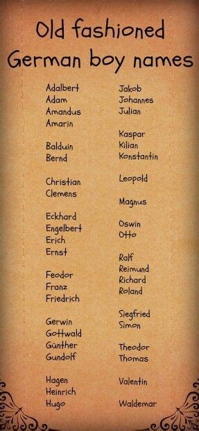 Old Fashioned German Boy Names Name Inspiration Girl Names German Names