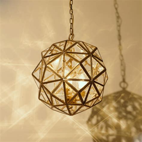 Modern Minimalist Geometric Polygon Design Pendant Lamp American Copper