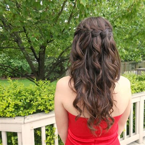 Waterfall Braid Curly Hair Down Hair Pinterest Prom