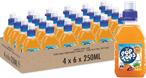 Pop Tops Tropical Fruit Juice Drink 4 X 6 X 250ml 24 Bottles Total