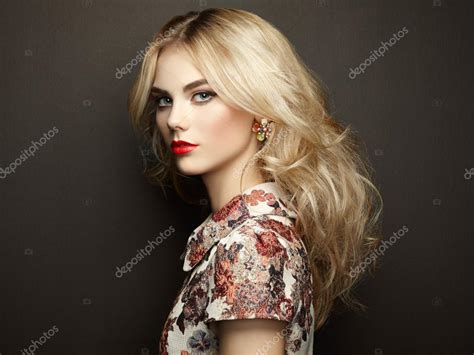 Portrait Of Beautiful Sensual Woman With Elegant Hairstyle Stock Photo