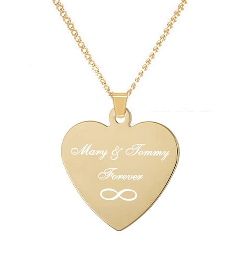 Personalized Gold Heart Necklace Engraved Heart Necklace Etsy