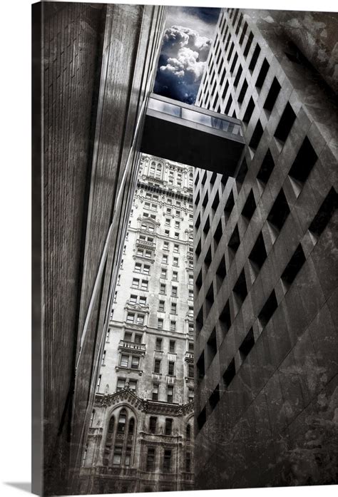 Narrow Street Between Skyscrapers In Wall Street New York