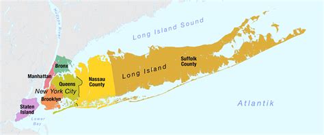 Map Of Long Island Neighborhood Surrounding Area And Suburbs Of Long