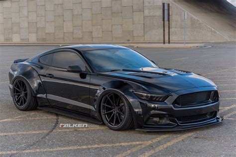 All Black Slammed Mustang Gt With Widebody Fender Flares Ford Mustang