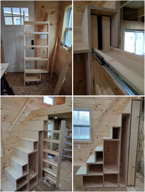 Tiny House Stairs With Storage Shelves And Pantry Tiny
