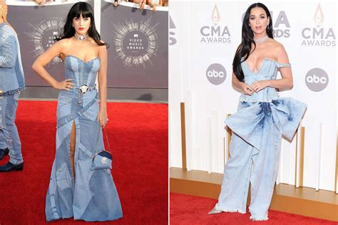 katy perry wears bold denim outfit at 2022 cma awards [photos]