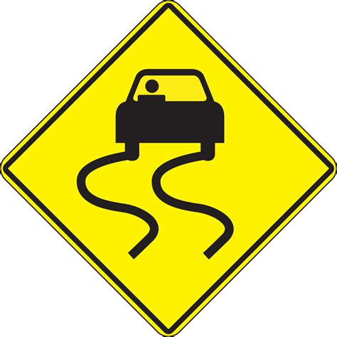 Slippery When Wet Symbol Surface And Driving Conditions Sign Frw681