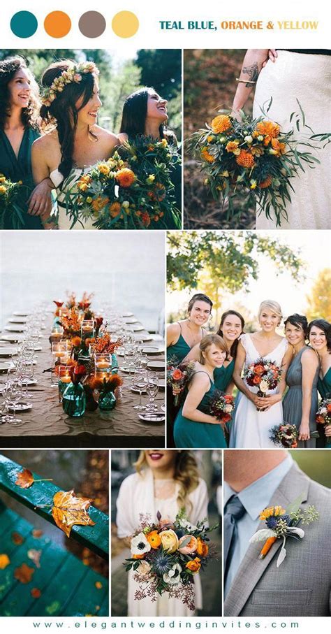 Teal And Orange Fall Rustic Wedding Colors Country Wedding Colors