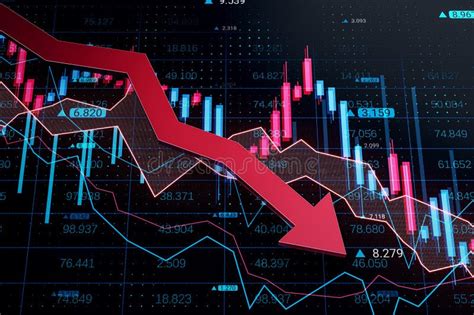 Flecha De Gráfico Financiero Roja Caída Sobre Fondo De Pantalla