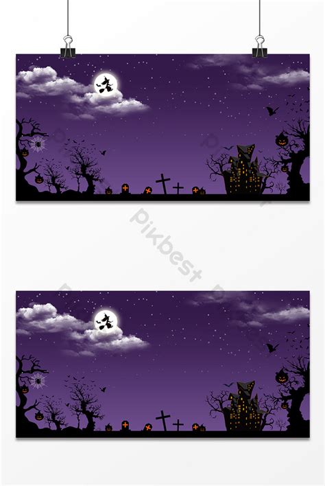 Purple Night Sky Halloween Ghost Festival Grave Background