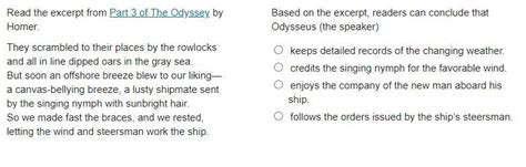 Based On The Excerpt Readers Can Conclude That Odysseus The Speaker