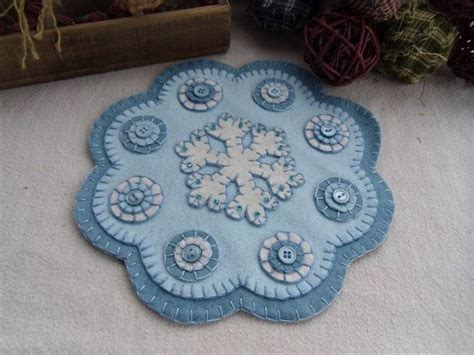Wool Felt Penny Candle Mat Snowflake Winter By Wicksflicksnts 25