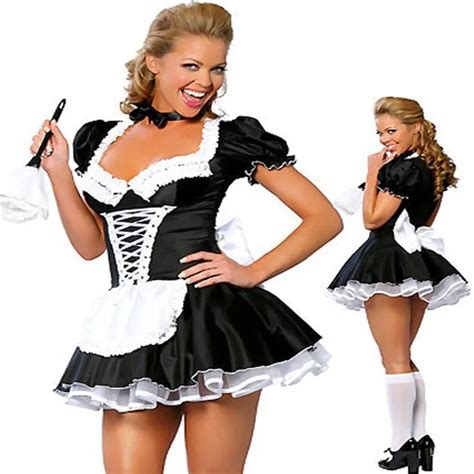 lady sexy french maid waitress fancy dress costume servant halloween outfit m83733000 from rytew