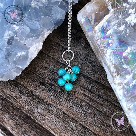 Turquoise Cluster December Birthstone Necklace