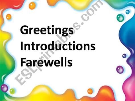 Esl English Powerpoints Greetings Activity
